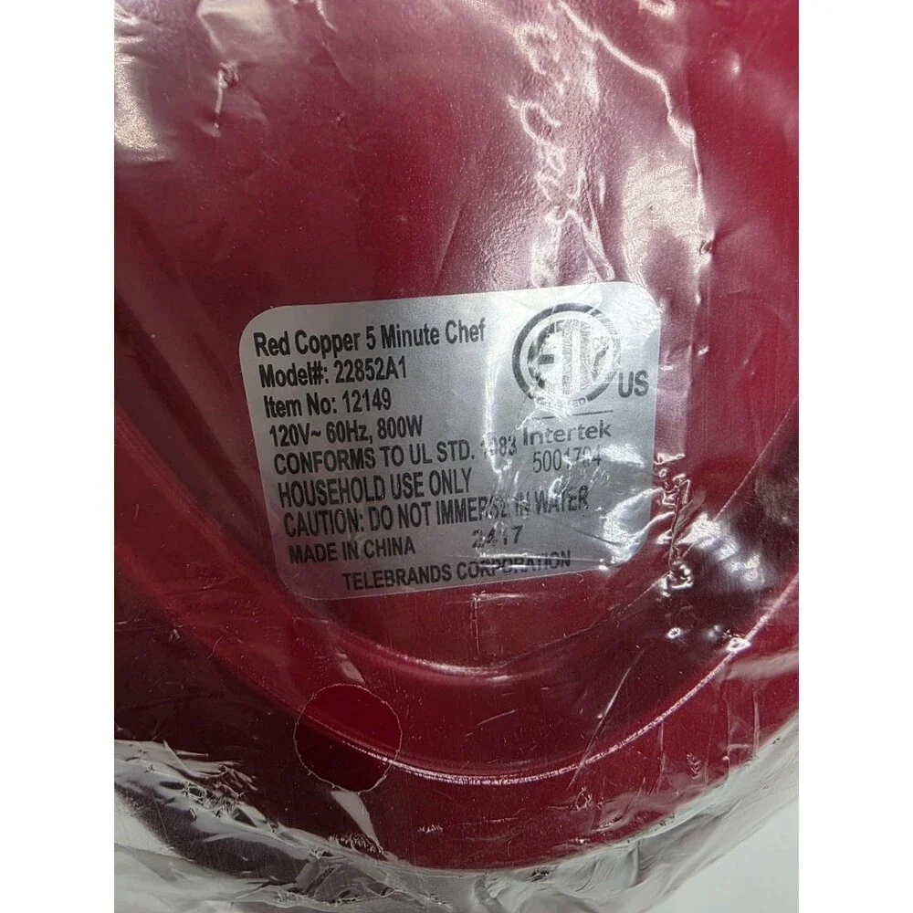 Copper Red 5 Minute Chef Electric Meal Maker Frying Pan NonStick As Seen On TV